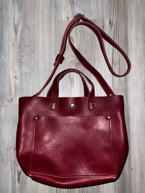 Portland Leather Goods Almost Perfect Crossbody Satchel Tote Snap Close Red